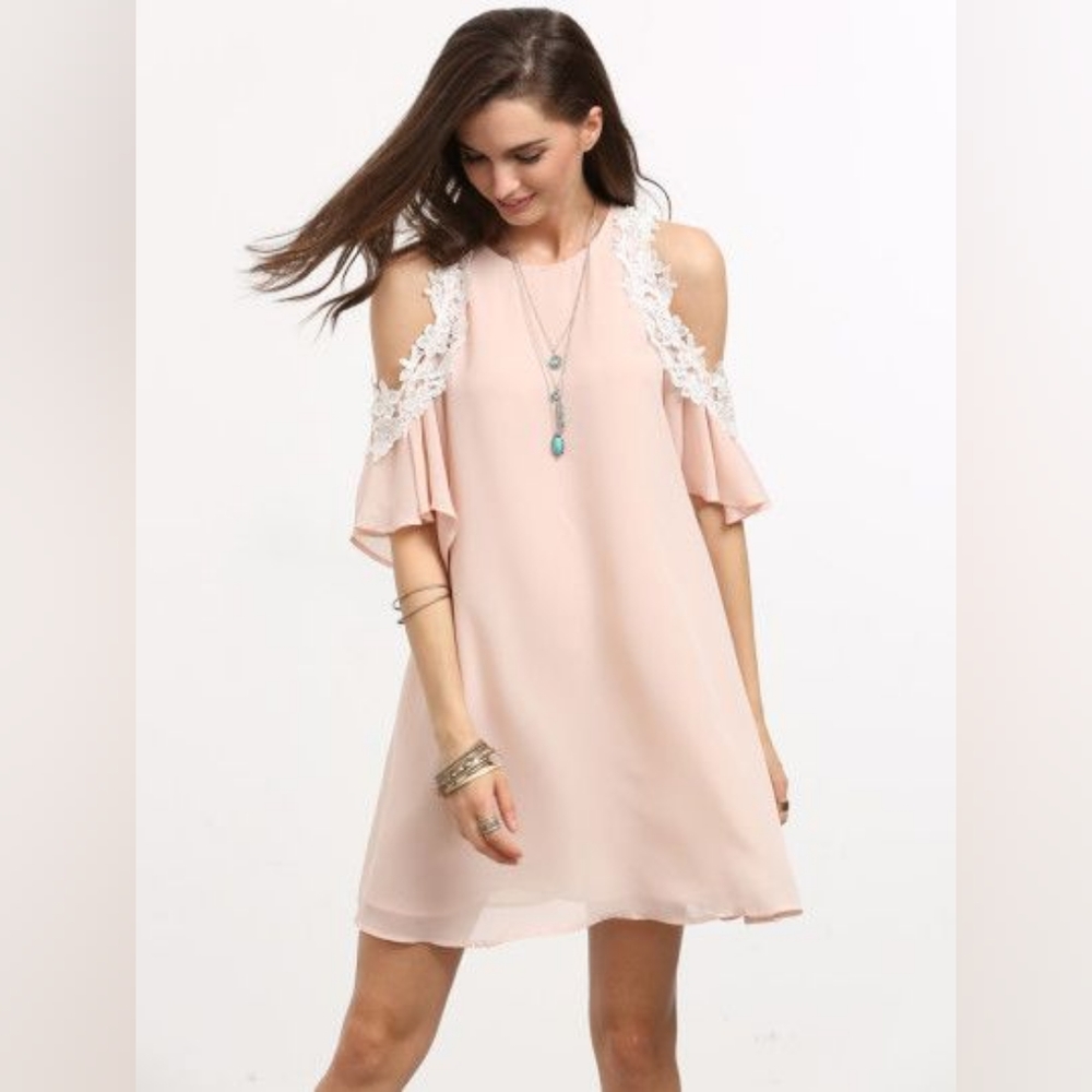 BLUSH Pink Cold Shoulder Shift Dress Free Size